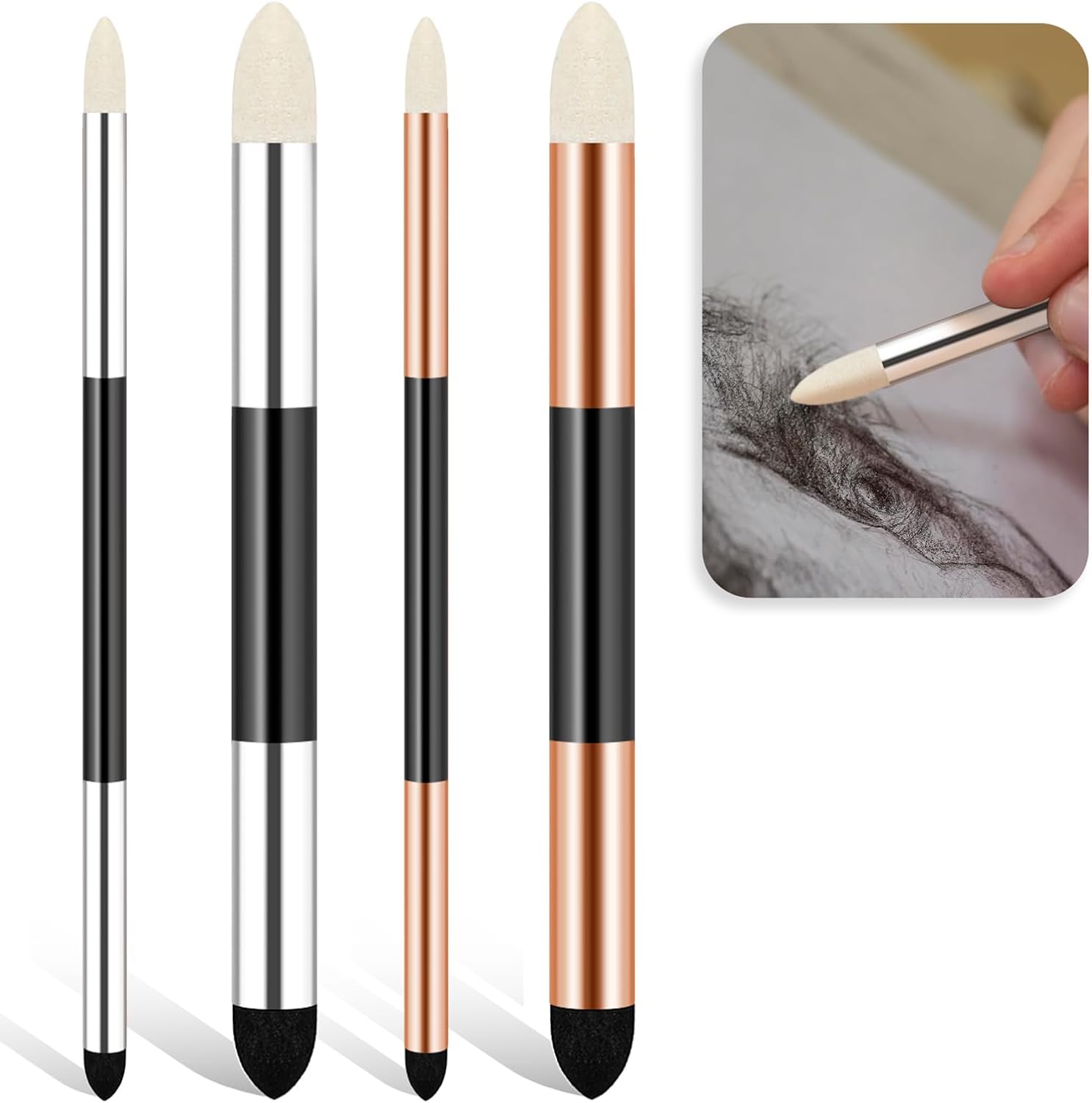 2pcs Blending Sponge Pen Oil Pastels for Artists Dual Tip Drawing Art Oil Soft Pastel Blending Tools Reusable Washable Sketch Rubbing Sponge Brush for Artist Professional Sketch Drawing Lightening