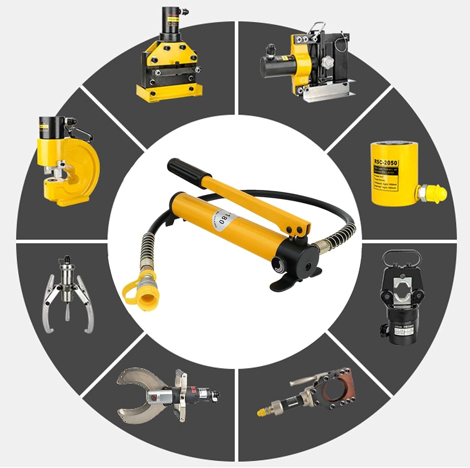 Manual Hydraulic Pump, 530T Low Profile Hydraulic Ram Cylinder, Portable Power Kit for Mechanical Engineering Applications