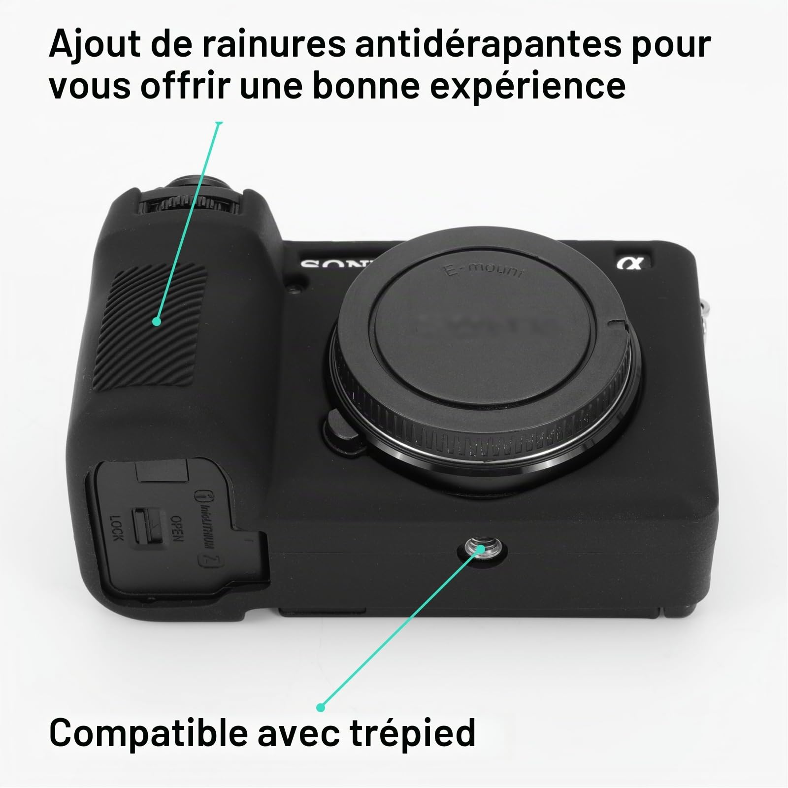 Coque de protection en silicone pour Sony A6700 - Accessoires avec 2 films de protection d'écran - Protection d'objectif amovible pour appareil photo numérique Sony A6700