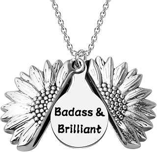 Funny Badass Gift Badass & Brilliant Necklace Sunflower Necklace Badass Jewelry Inspirational Gift Friendship Gift