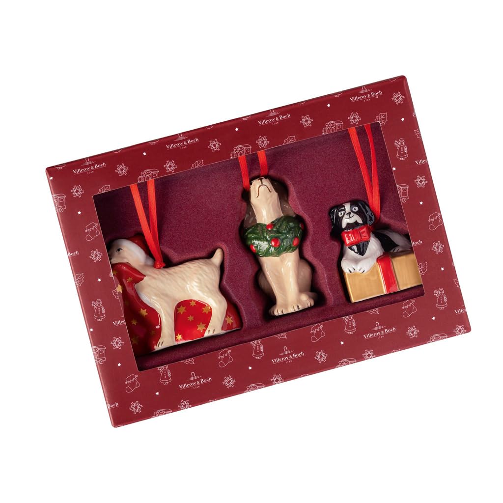 Villeroy & Boch Nostalgic Ornaments Chiens, Ensemble de 3 pcs, 6 x 7 cm