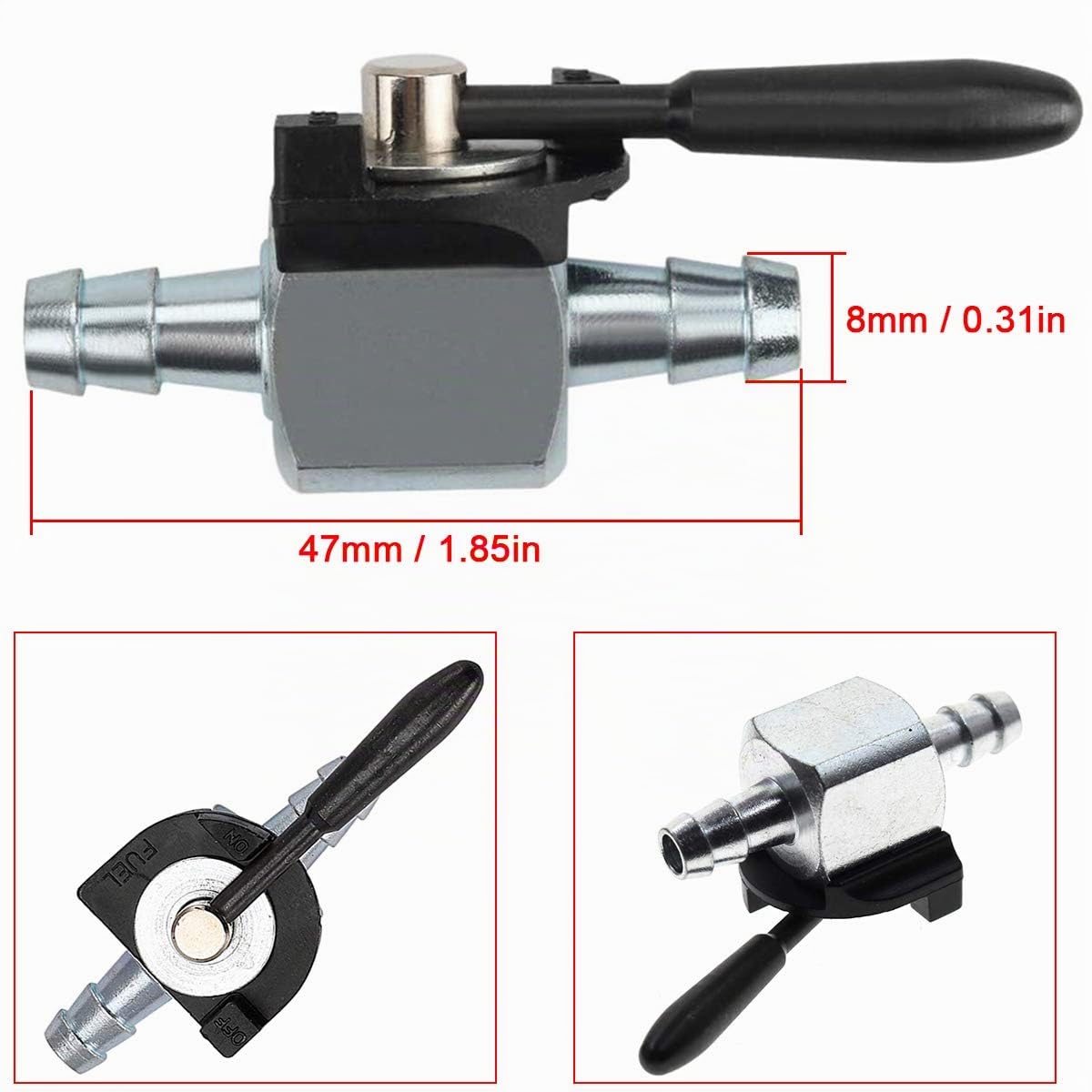 ZAMDOE 07-403 Válvula de Cierre de Combustible Válvula de Bola de 180 Grados en línea de Servicio Pesado para Gasolina diésel para Scagg 48568, para línea de Combustible de 1/4"