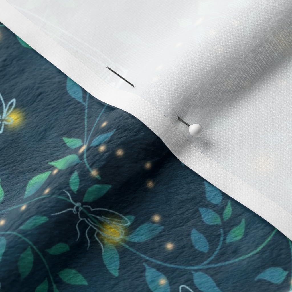 Spoonflower Fabric - Forest Smaller Summer Fireflies Magical Lightning Bug Printed on Minky Fabric by The Yard - Sewing Baby Blankets Quilt Backing Plush