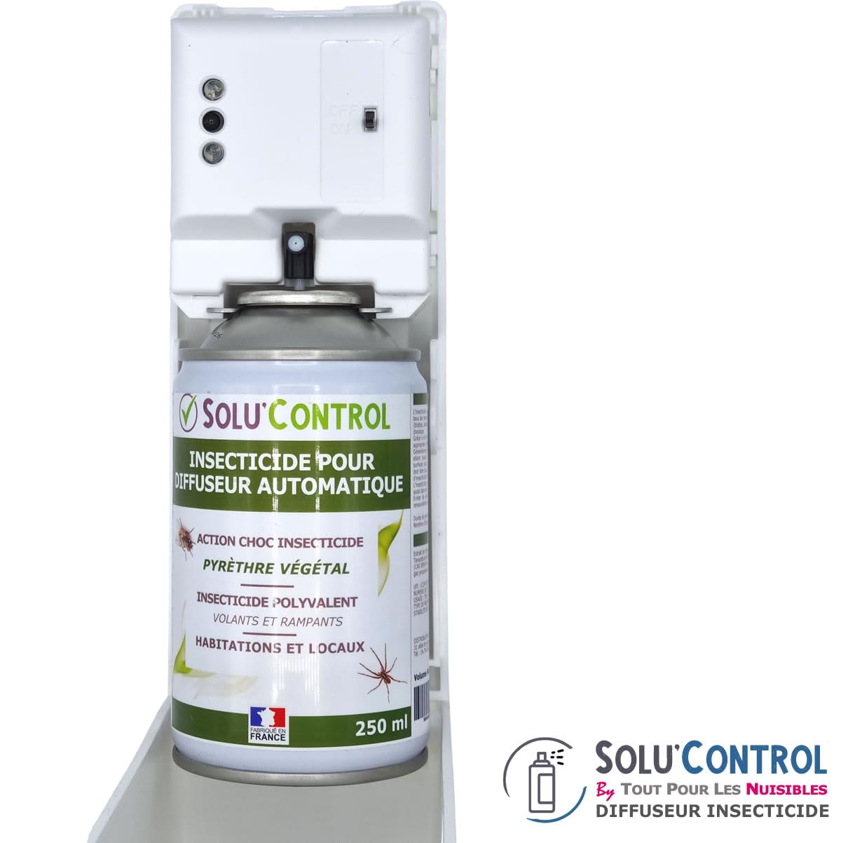 Kit Diffuseur Automatique avec Télécommande + 12 Aérosols Insecticide au Pyrèthre Végétal 250 ml - Anti-Mouches & Anti-Moustiques - Action Choc pour Volants et Rampants