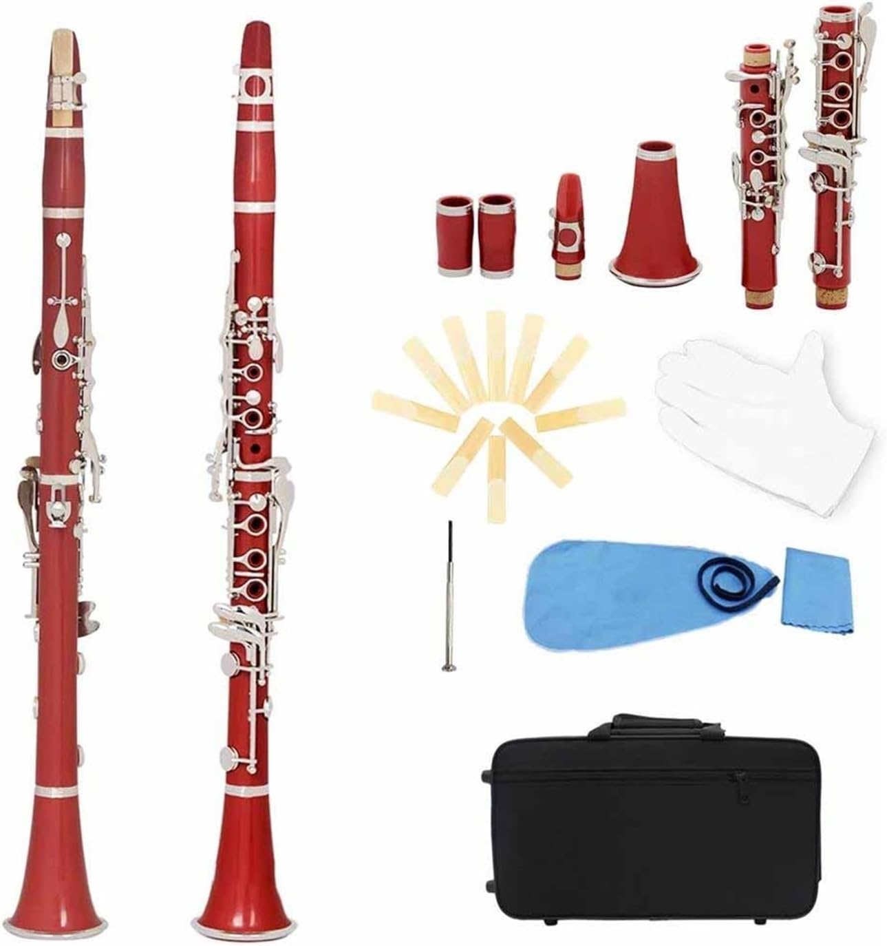 Bb Clarinet 17 Keys Bakelite Wooden Professional Woodwind Instrument(7)