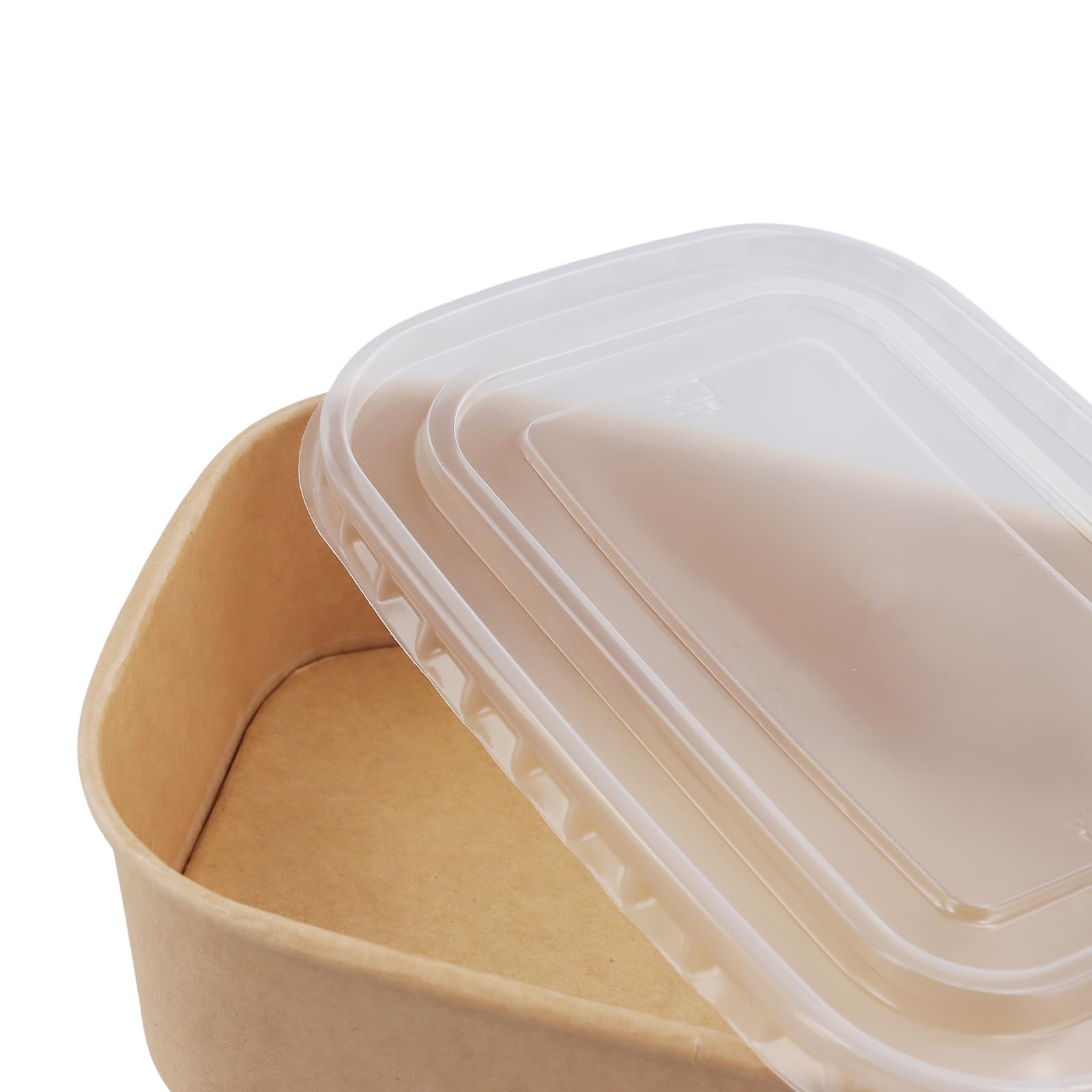Paquete de 75 recipientes de comida kraft de 750 ml con tapas de plástico, cajas rectangulares para llevar, cajas de comida para llevar, almuerzo de fitness, ensalada