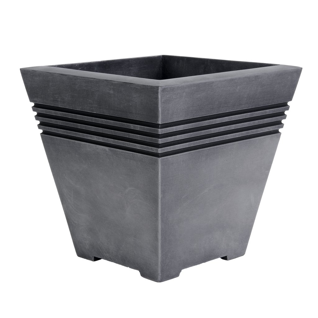 Strata Milano Tall Square Planter 33 Centimetres Pewter, Grey