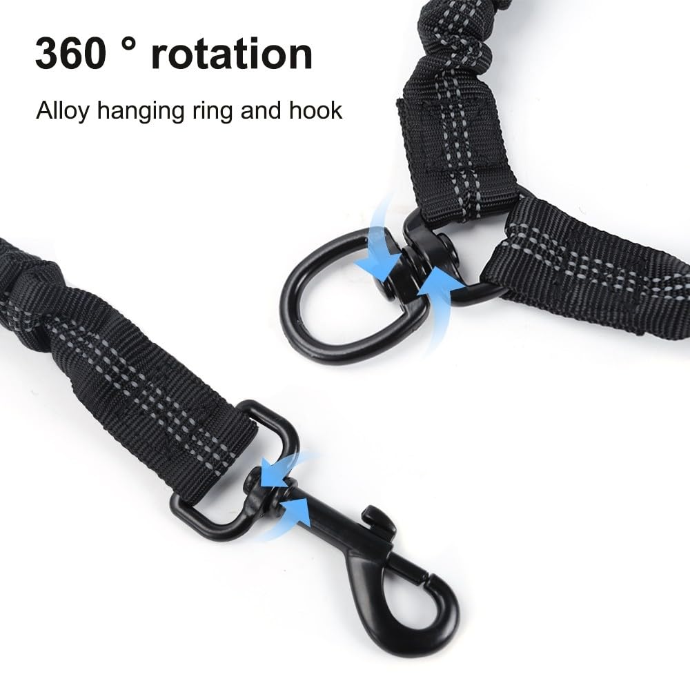 DONGKER Guinzaglio Doppio Cani,Accoppiatore Guinzagli Elastico Riflettente per Cane Girevole a 360 ° per 2 Cani Correre Camminare Fare Jogging