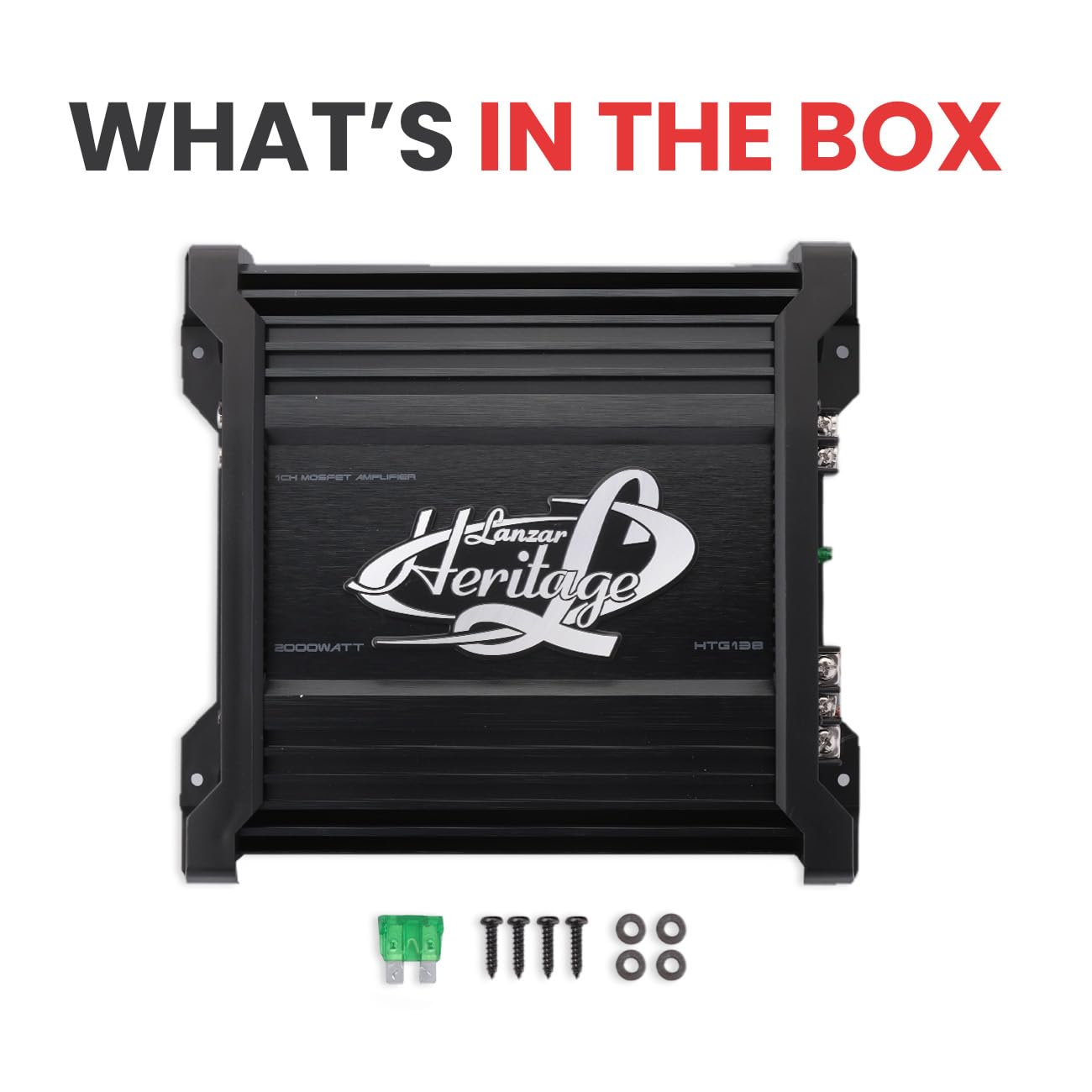 Lanzar Amplificatore audio monoblocco per auto da 2000 W, amplificatore Mosfet stabile da 2 Ohm, classe AB, crossover elettronico, bass boost, circuito subsonico, ingressi RCA cromati, uscita linea,