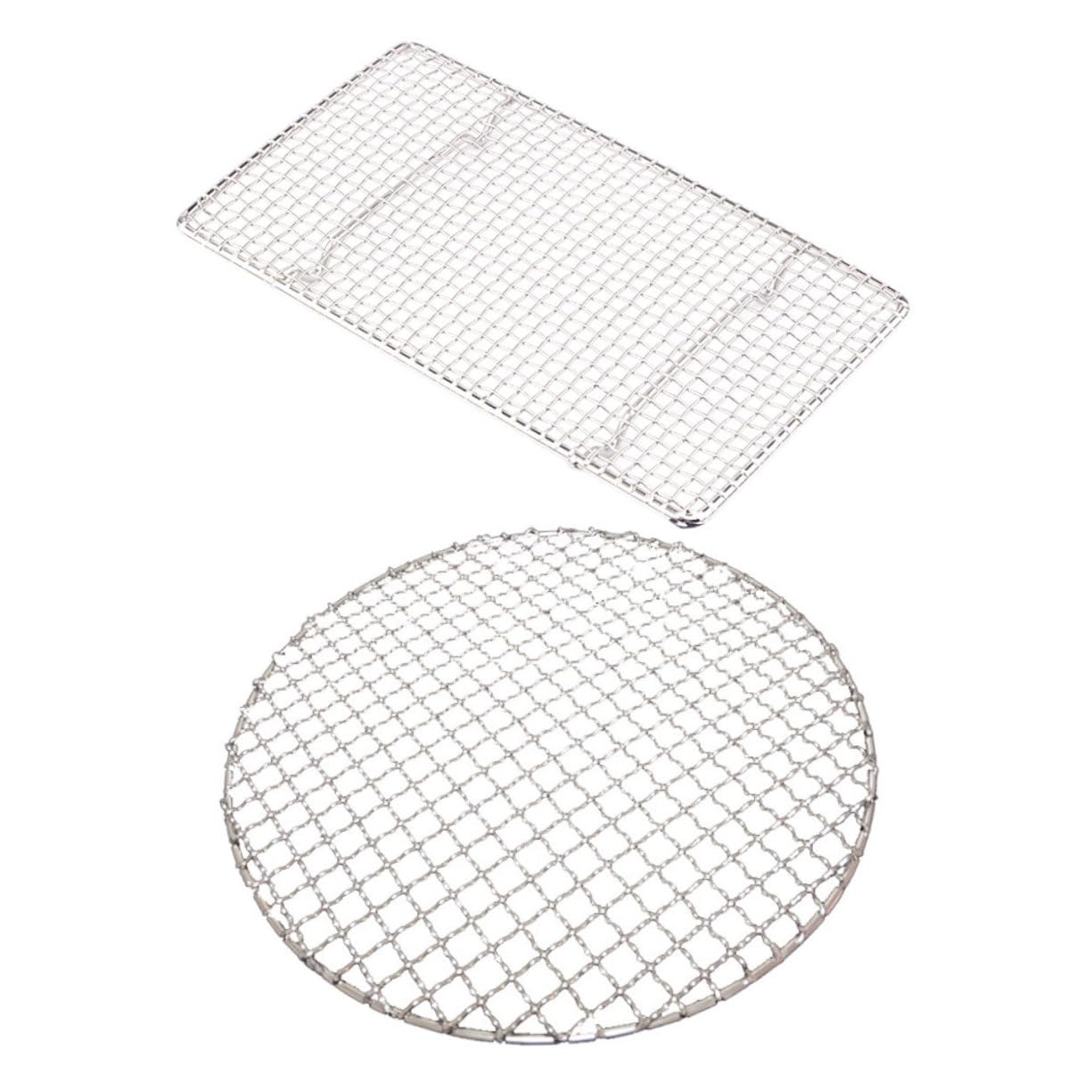 Griglia per barbecue in acciaio inox, 2 pezzi, rete portatile per cottura all'aperto, campeggio, ideale per bistecche, frutti di mare, verdure e kebab