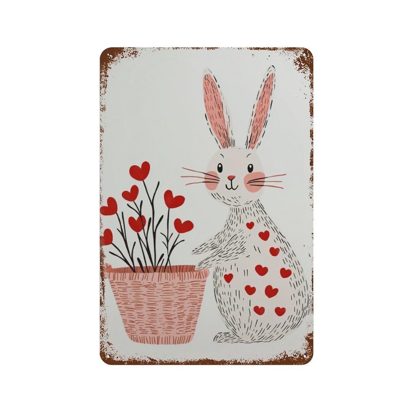 xiaoxiaoshen Bunny Nursery Cute Animal Kids Room Rabbit Work With Hes Minimal Scandinavian Wall Decor Art Metal Tin Poster Modern Home Decor Art Home Bar Shop Decorations Vintage Sign 30x20cm