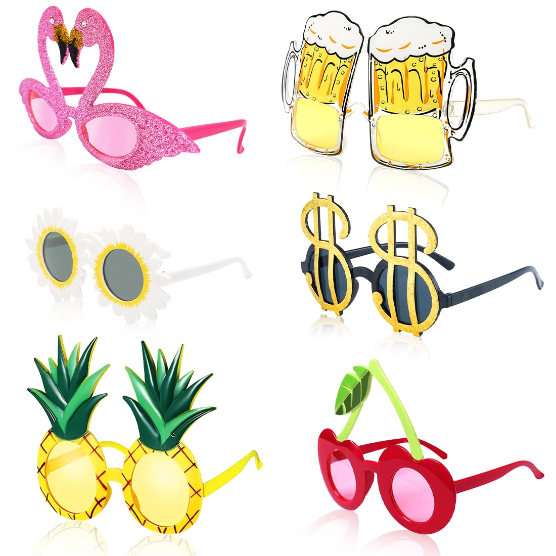 Aurasky Gafas de Sol Divertidas, Gafas de Fiesta Hawaianas, Accesorios Fiesta Tropical, Gafas de Sol Novedosos para Cumpleaños Aloha Piscina Playa Luau Fiesta Disfraces Decoración