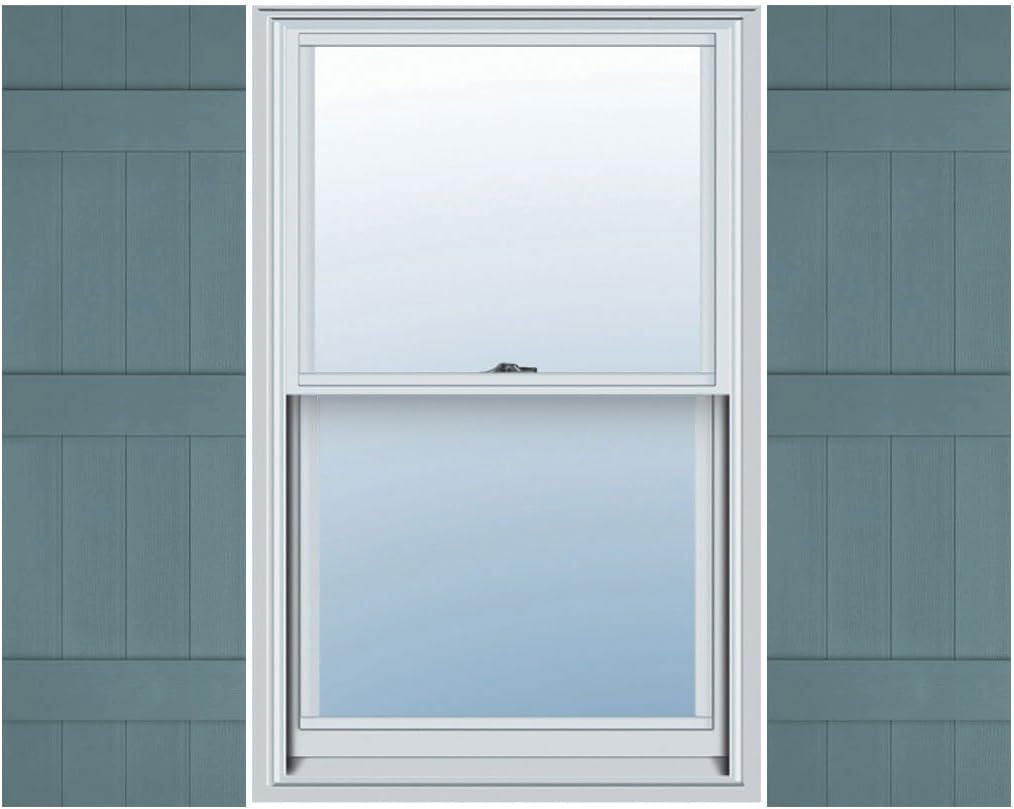 14"W x 72"H Lifetime Vinyl, TailorMade Four Board Joined (3 Batten), Board-n-Batten Shutters, w/Shutter-Loks (Per Pair), Wedgewood Blue