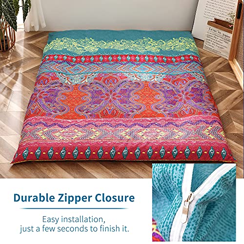 Maxyoyo Mattress Cover For Traditional Japanese Futon Mattress, Futon Floor Mattress Cover With Zipper, Super Soft And Machine Washable, Bohemian, Twin #TOP4