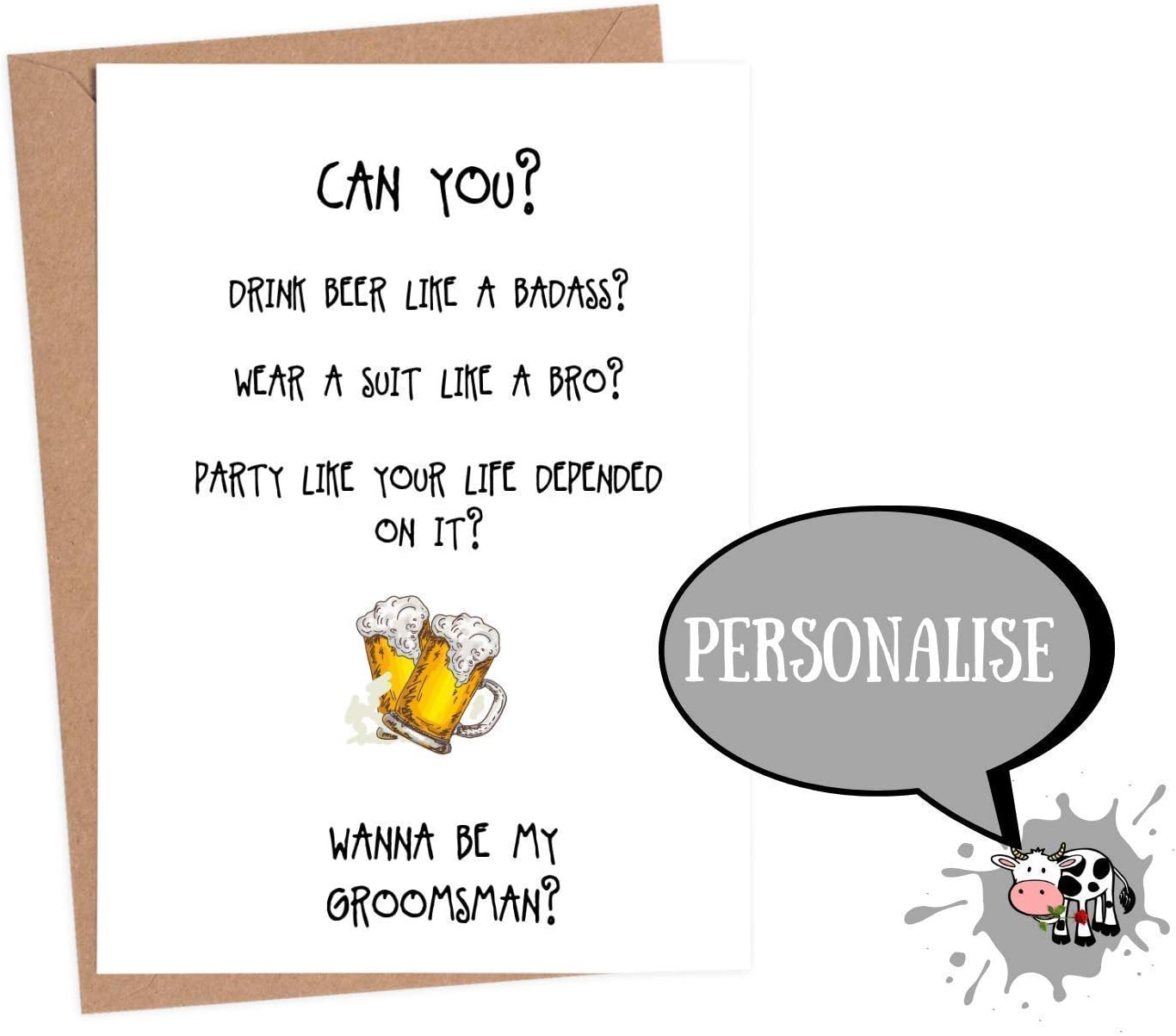 Will you be my groomsman card, groomsmen proposal, 1 X white card A6 with option to personalise.