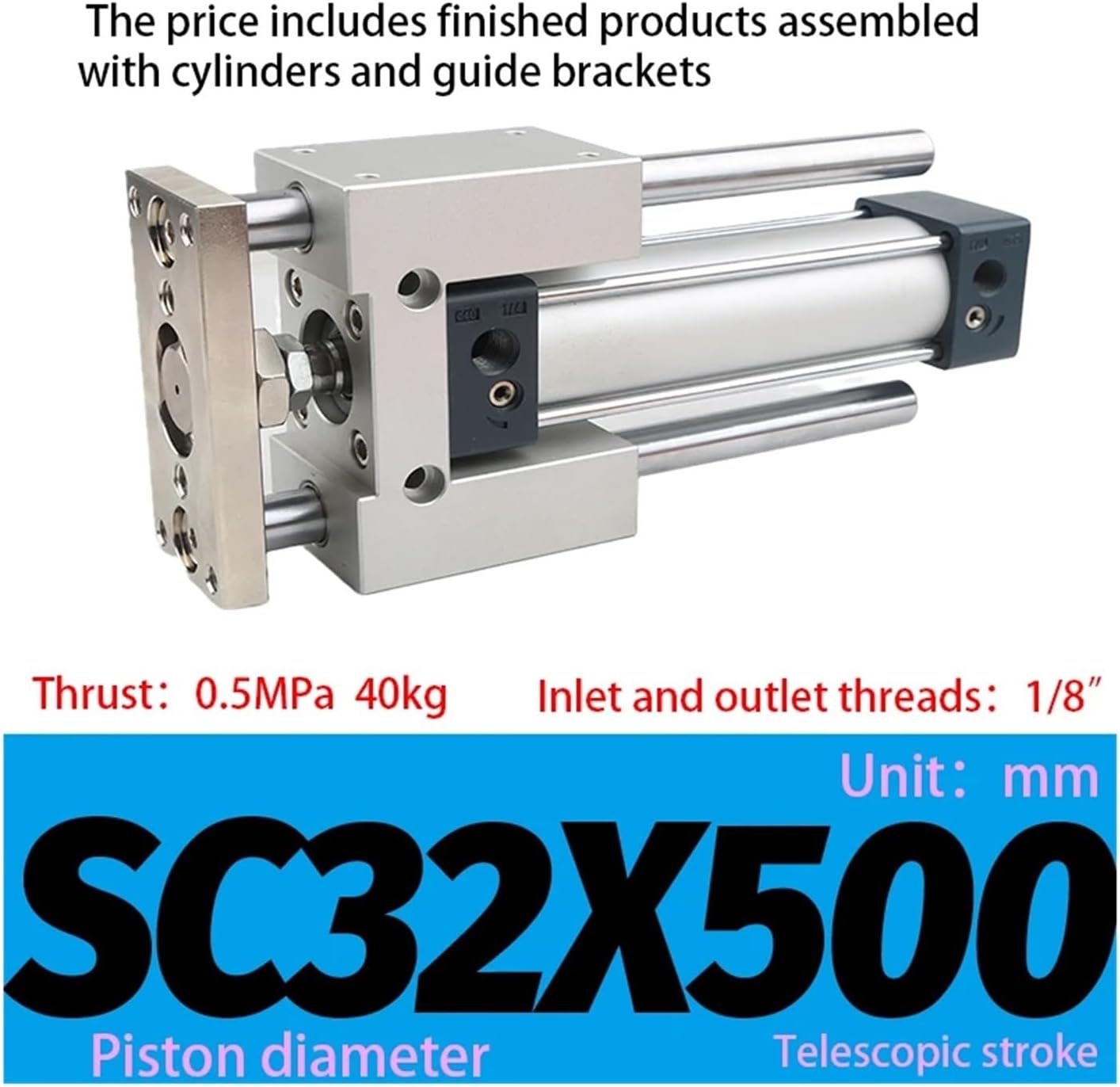 SC Cylinder Fixed Guide Bracket Three axis and Three Rod Pressure Cylinder with Guide Rod SC32-50 SC32-75 SC32-100 SC32-200(20)