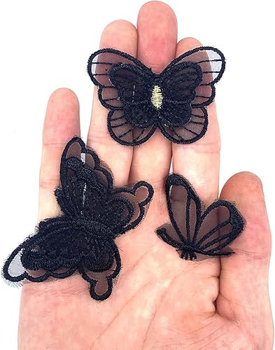 Miniatura 15 de 30 parches de encaje de mariposa bordados para coser para planchar, parches de organza para boda, vestido de novia, costura, manualidades, ropa
