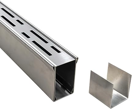 Pool Deck Drain Channel 1-11/16" W 1 Pc,Pool Drain,Silver Channel Drain