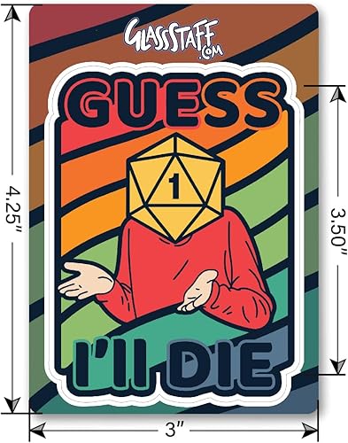 Miniatura 4 de Glassstaff - Calcomanías DND Guess I'll Die - Calcomanías divertidas de Calabozos y Dragones para hombres y mujeres - Calcomanías geniales para