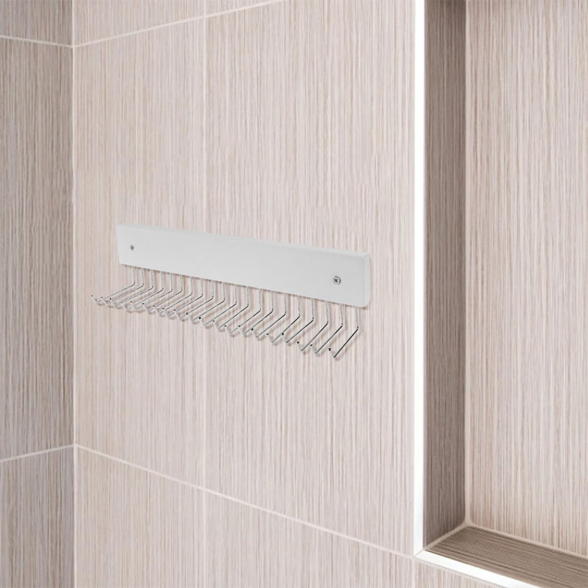 Toyvian Organizador de Cinturones y Corbatas de Pared Rotativo de Madera y Hierro Blanco, Perchero Elegante para Armario u Oficina, Juego de 2 Piezas
