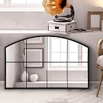 WAMIRRO Grande fenêtre miroir noir,Farmhouse Arched Wall Mirrors,Grid miroirs pour cheminée/entrée/allée/salle de séjour,28.X42. (miroir large noir)