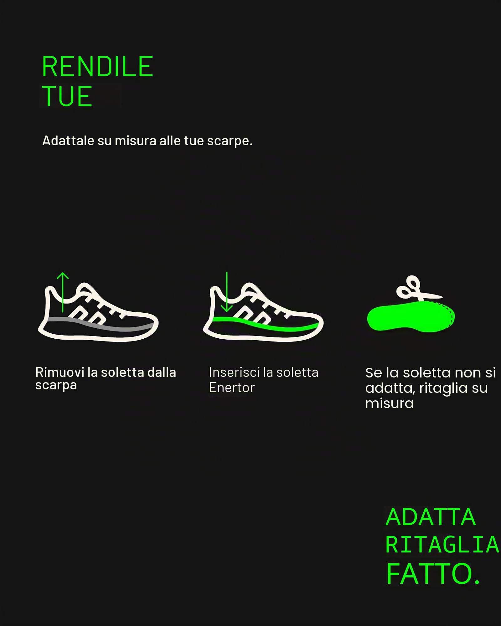 Enertor PX1 Solette per camminare – Escursioni & In piedi – Solette ortopediche a tutta lunghezza tecnologia ammortizzante – Sollievo dal dolore al piede e al tallone – per fascite plantare,