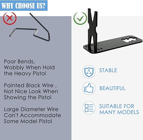 Miniatura 8 de OCQOTAT Acrylic Display Pistol Rack-Adjustable Pistol Stand,Black Transparent Pistol Holder for Hand Gun,Portable Gun Rack for Gun Safe Hidden Gun