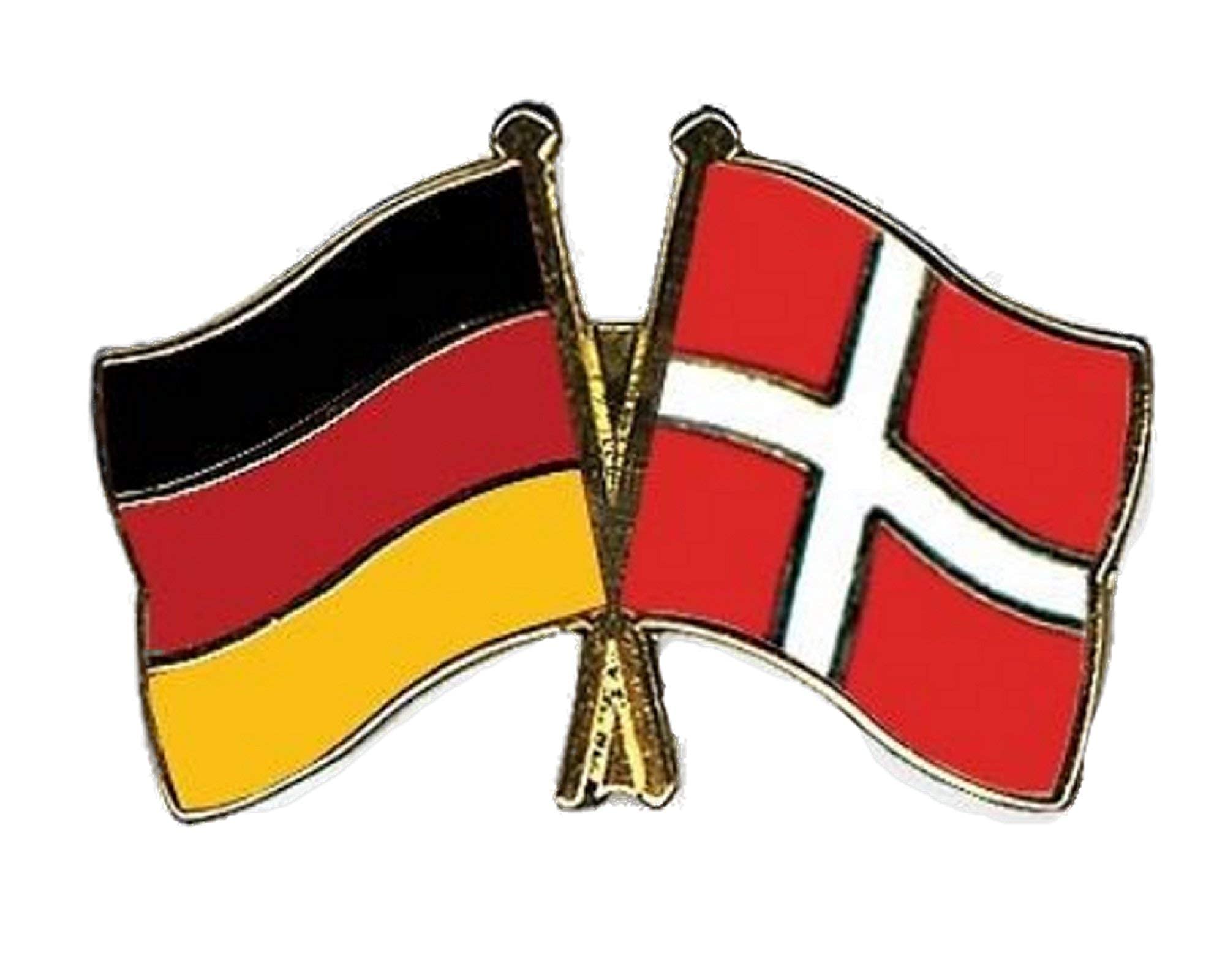 Germany & Denmark Friendship Flags Gold Plated Enamel Lapel Pin Badge