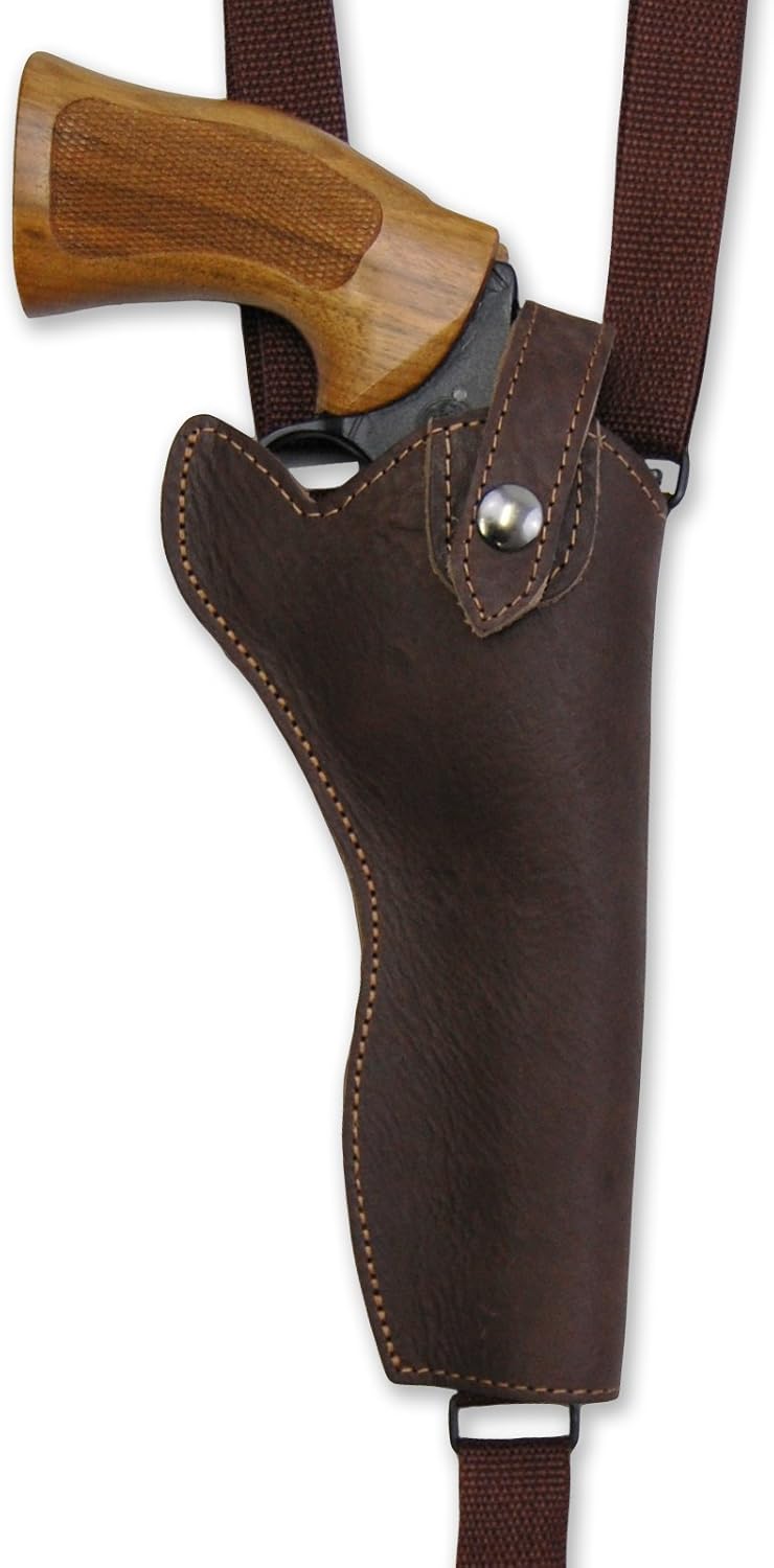 New Barsony Brown Leather Cross Harness Vertical Shoulder Holster for 6" 38 357 44 Revolvers