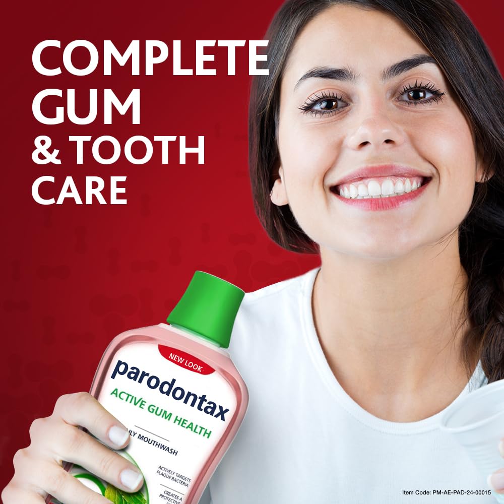 Parodontax Daily Gum Care Herbal Mouthwash 500ml – Alcohol-Free Herbal Daily Mouthwash for Gum Health & Fresh Breath, Helps Reduce Plaque, Family Value Bottle