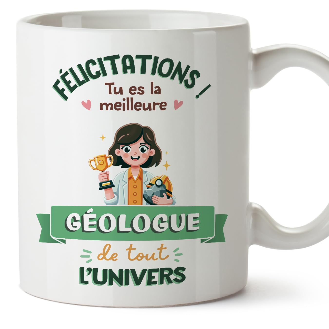 MUGFFINS Geologist Woman Mug - in French - Meilleur Univers Trophée - Funny Gift for Colleagues - Ceramic 11oz Mug — image 1