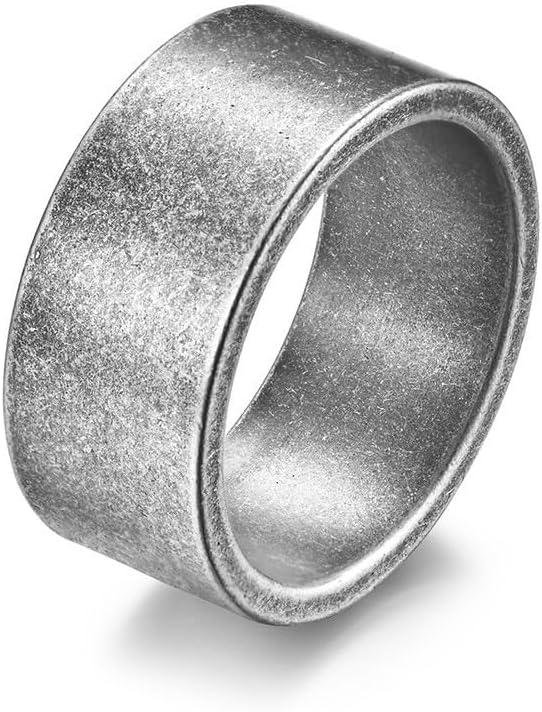 Men's 10mm Wide Ring Silver//Black/Retro Silver Stainless Steel Matte Brushed Classic Simple Plain Matte Engagement Wedding Band Ring for Men size 8-12