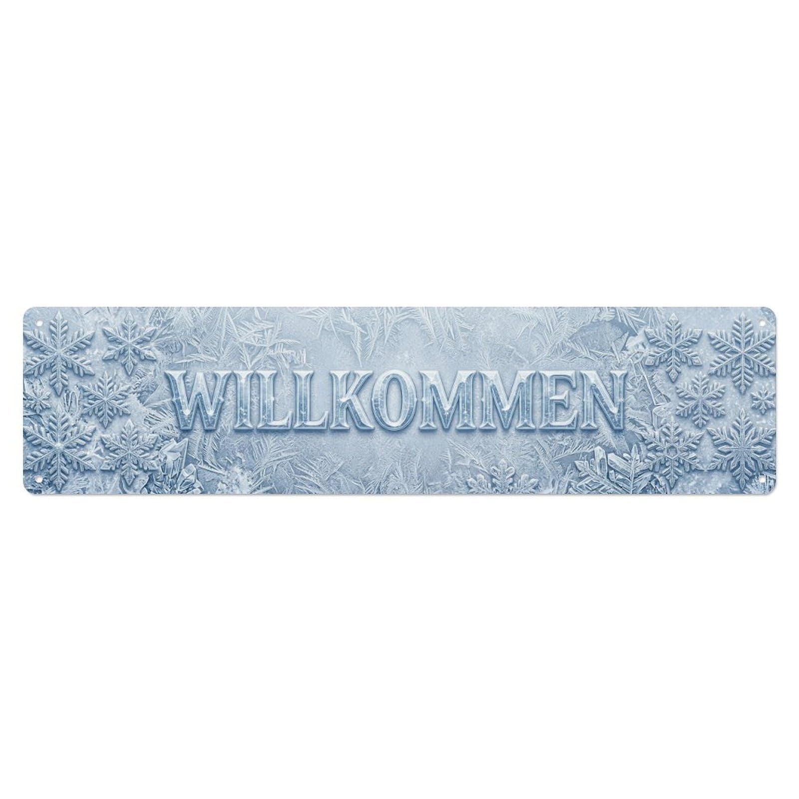 Frosted Ice Crystal Winter Welcome Metal Tin Sign