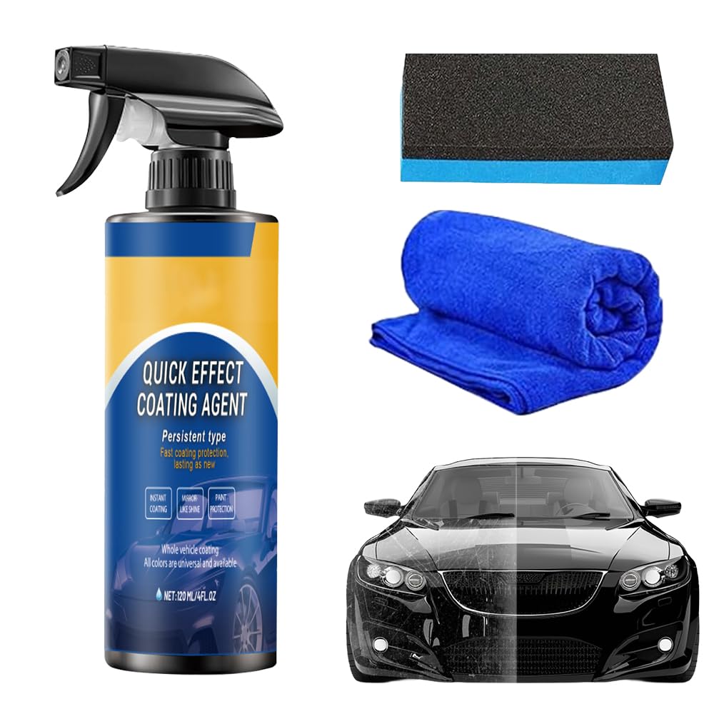 Advanced Car Quick Acting Coating Agent Spray, 2026 New Quick Effect Coating Agent for Vehicles, Car Shining Spray Exterior, Oil Film Emulsion Glass Cleaner, Polish Sprays Waterless Wash Wax (1 SET) - 2