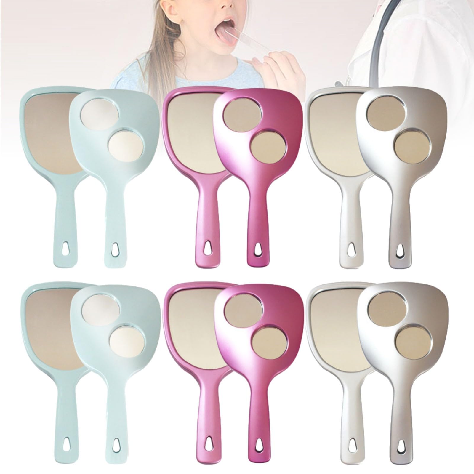 Lustro dentystyczne do makijażu ręczne lusterko dwustronne 3x 5x powiększające duże podróżne lusterko ręczne (12 szt.)