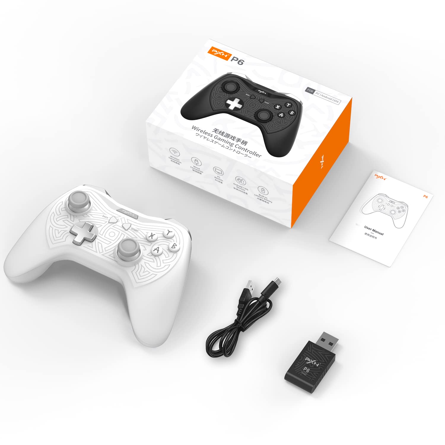 PXN P3 PC Wireless Gaming Controller, 2.4G Wireless PC Controller Gamepad, Dual Vibrators, for PC(Windows 7/8/10/11), PS3, Android Phone(4.0 and above) : Video Games