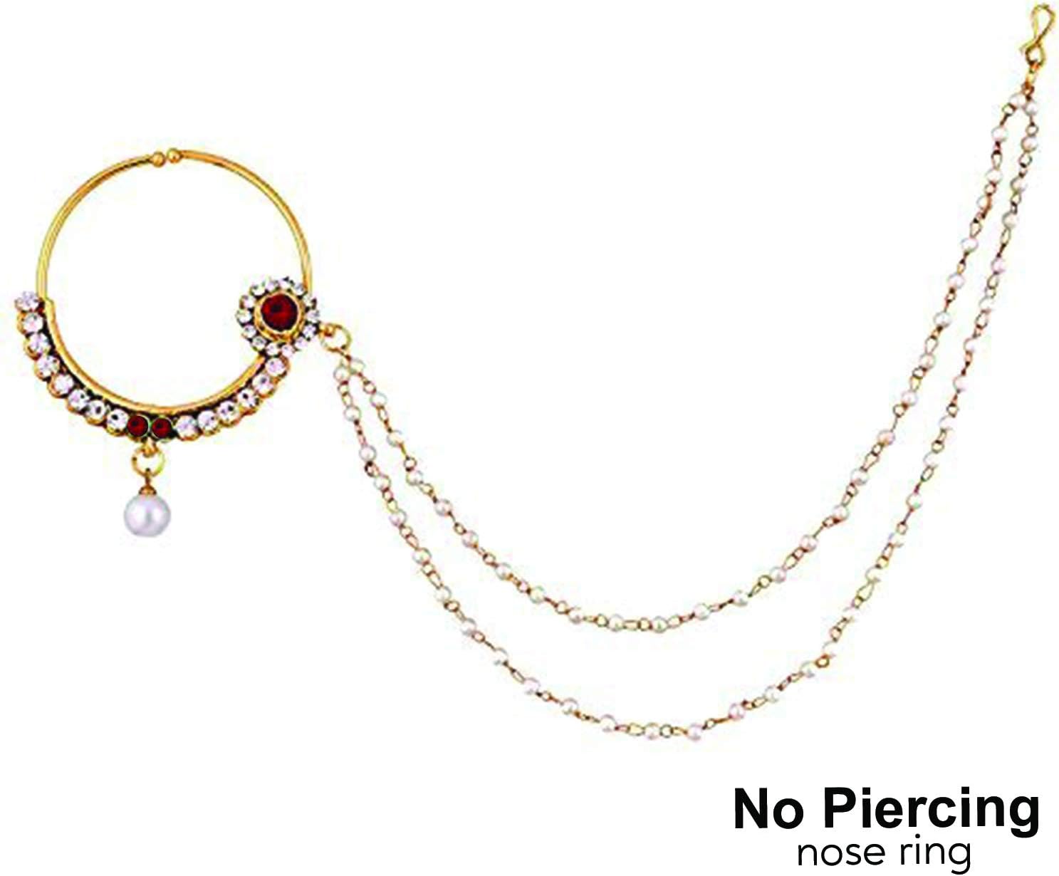 Aheli Bollywood Style Indian Bridal Choker Necklace Matha Patti Nose Ring Haath Phool Wedding Fashion Bharatanatyam jewellery set Gift for Women - Image 7