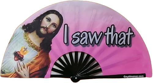 PandaTak Pride Festival - Ventilador de mano grande de bambú de 13 pulgadas, plegable con tinta reactiva UV, divertido accesorio para fiestas,