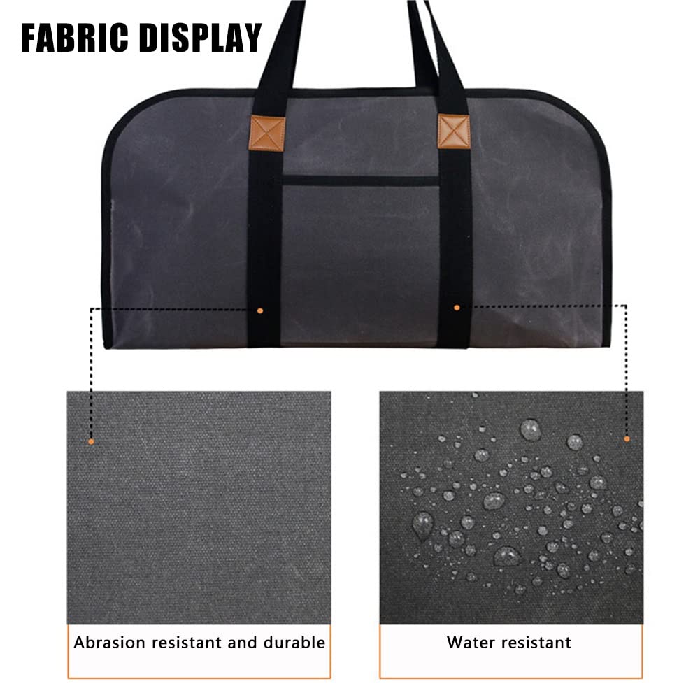 DYK&NX Grande Tela Borsa per Legna da Ardere, Impermeabile Camino Tronchi Borsa di Stoccaggio in Legno, per Caminetti, Stufe a Legna, Legna da Ardere, Campeggio, Spiagge (Grey : Brown)