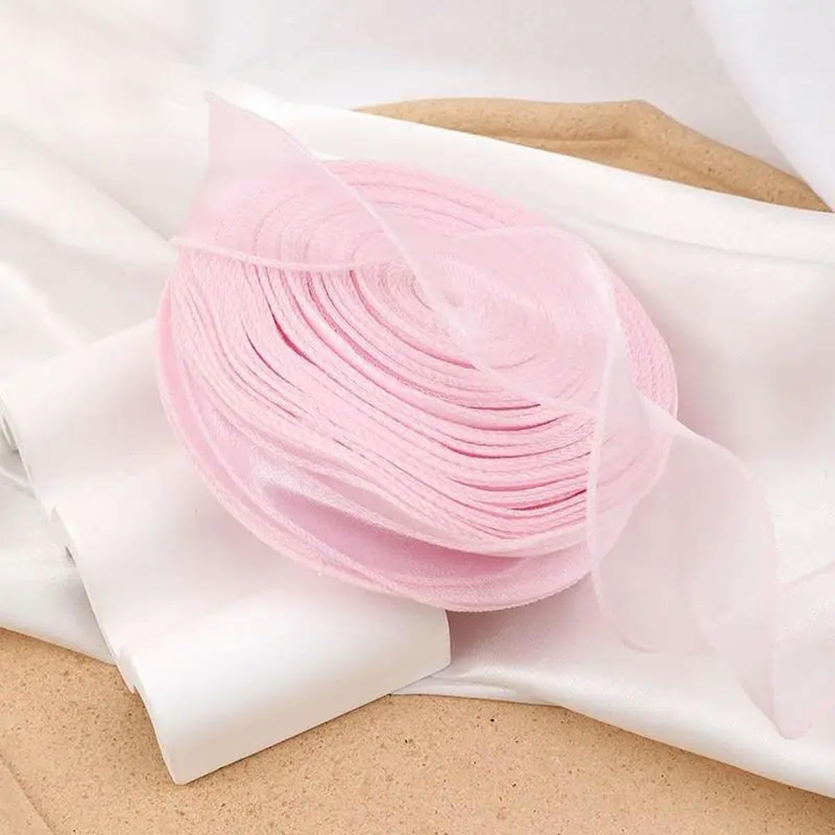 CIVIOOH 40mm 40 Yards Satin Ribbon Roll Bouquet Wrapping Lace Tulle Ribbons Wedding Decoration Organza