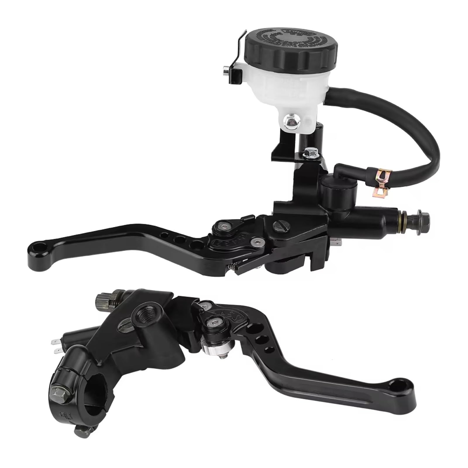 Leve Freno Leva Frizione Set di Leve Serbatoio Pompa Freno Frizione Universale da 7/8"(22mm) per Moto, Nere