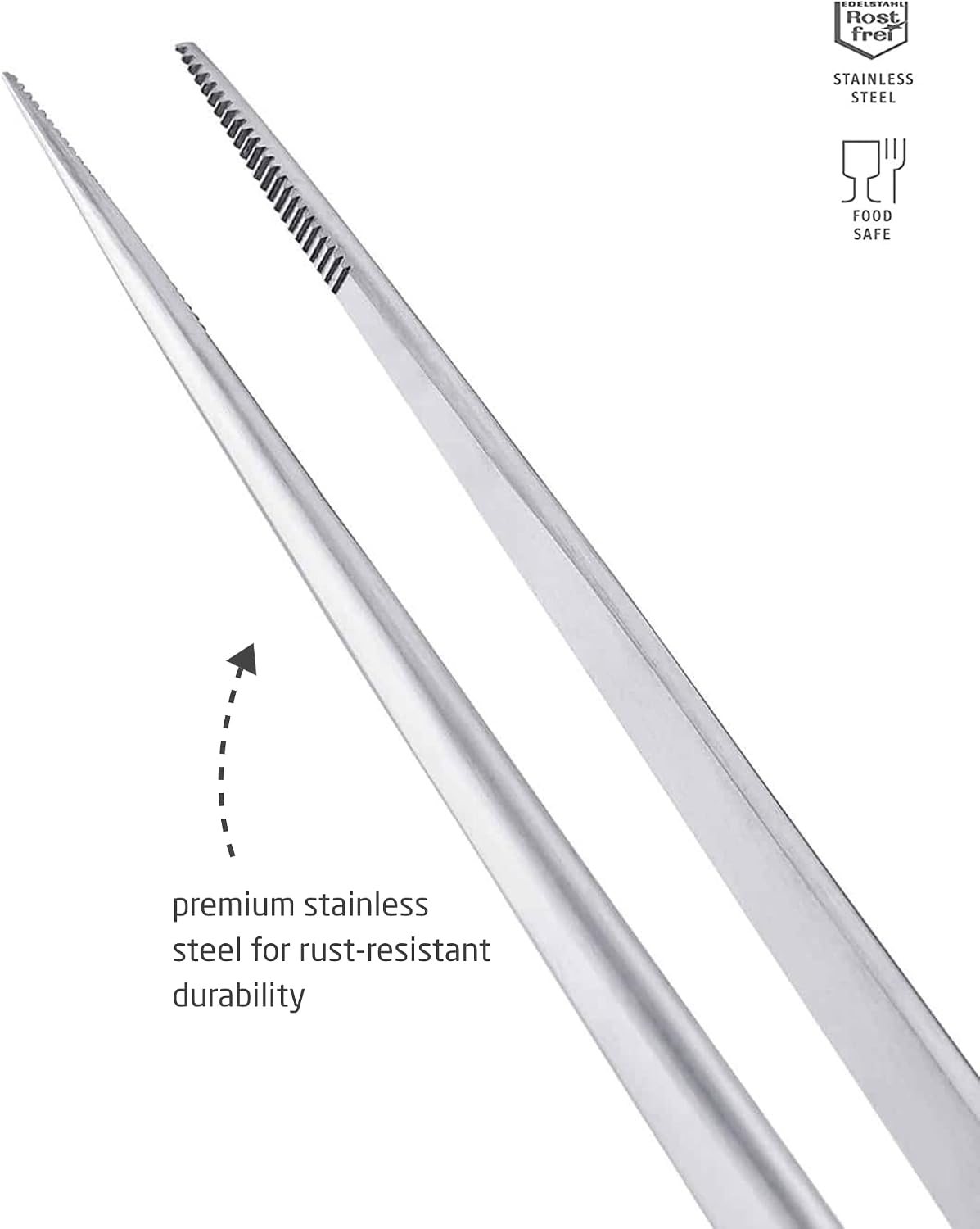 triangle Pointed Tweezers - 11.8 in. (30 cm) - Stainless Steel Culinary Tweezers for Serving & Plating Fine Cuisine - Dishwasher Safe