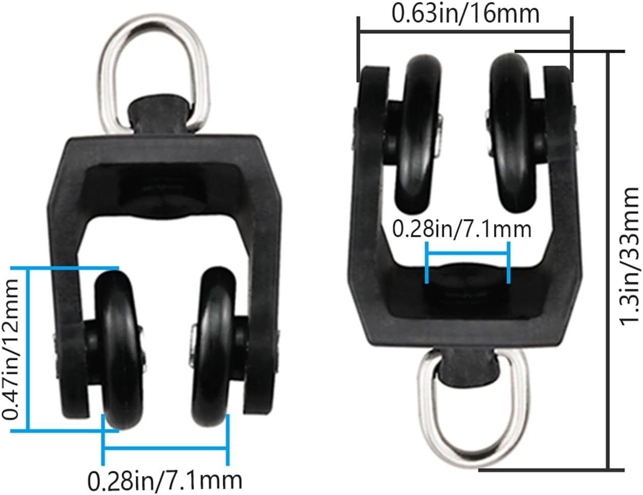 50PCS Curtain Track Rollers Shower Curtain Hook Rollers for Ceiling Window Decoration Shower Track Plastic Metal Black
