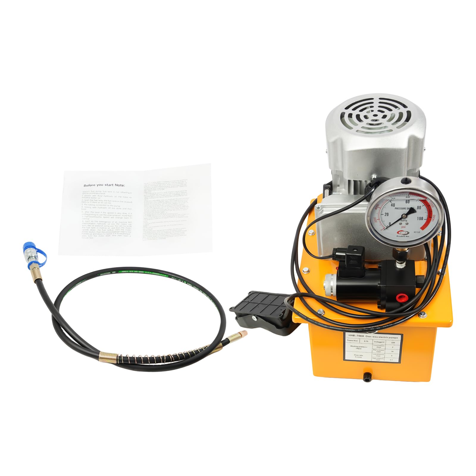 Bomba hidráulica eléctrica, 220V 750W cilindro hidráulico 2-70Mpa bomba de potencia hidráulica, tanque de combustible 7L, unidad de potencia hidráulica puede ser para mantenimiento, maquinaria