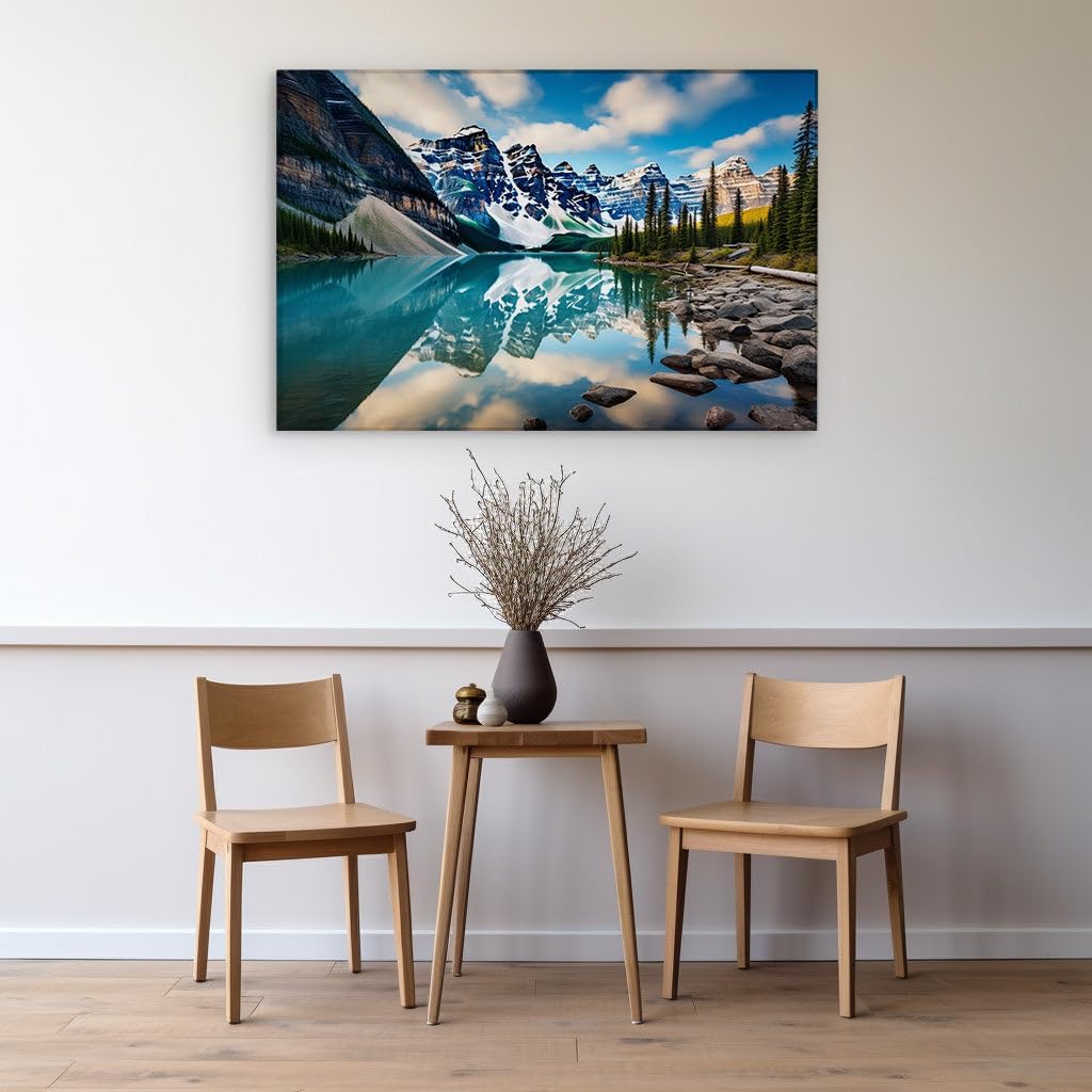 Canvas for Living room. Reflective Serenity: Unveiling Nature's Peaceful Harmony, 27 x 18 inch Canvas Wall Art - Contemporary Masterpieces - Modern Home Decor - 69x46 cm (27x18 inch)