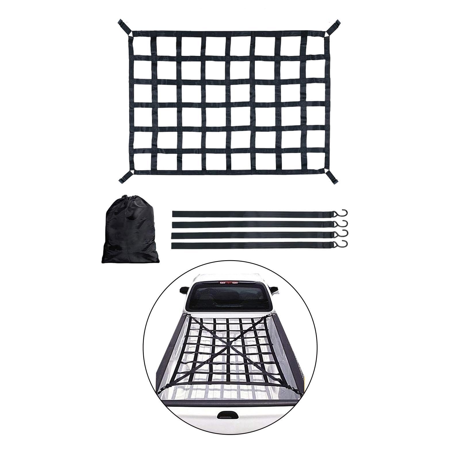 Filet de Chargement Robuste pour Porte-Bagages de camionnette, Organisateur en pour Maille avec Boucles et Cordes élastiques pour Une stabilité optimale.