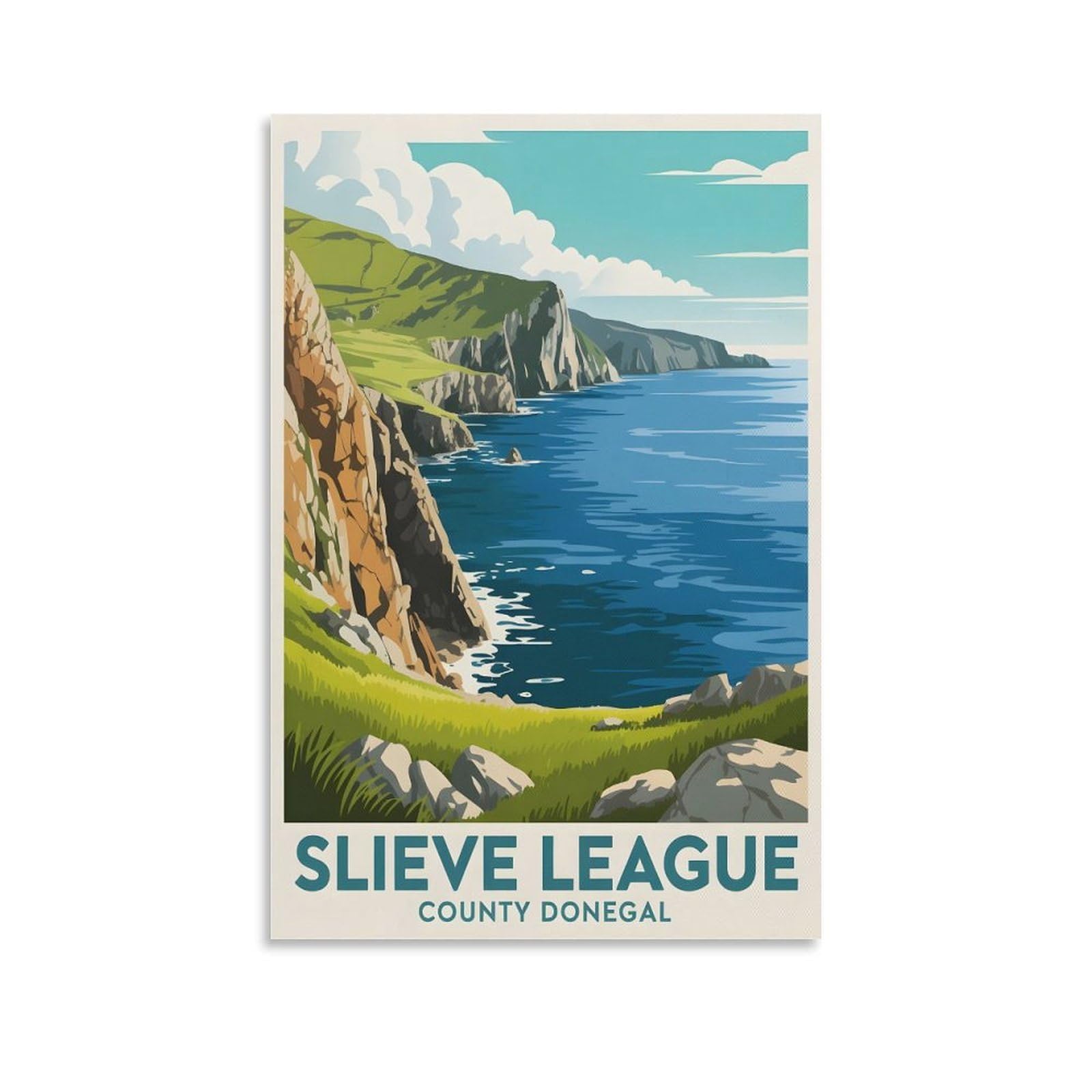 EZMLFA Diamond Art Kits Adults,Slieve League,5D DIY Diamond Art Kits for Beginners Round Full Drill Diamond Painting for Home Wall Decoration Gift 30x40cm