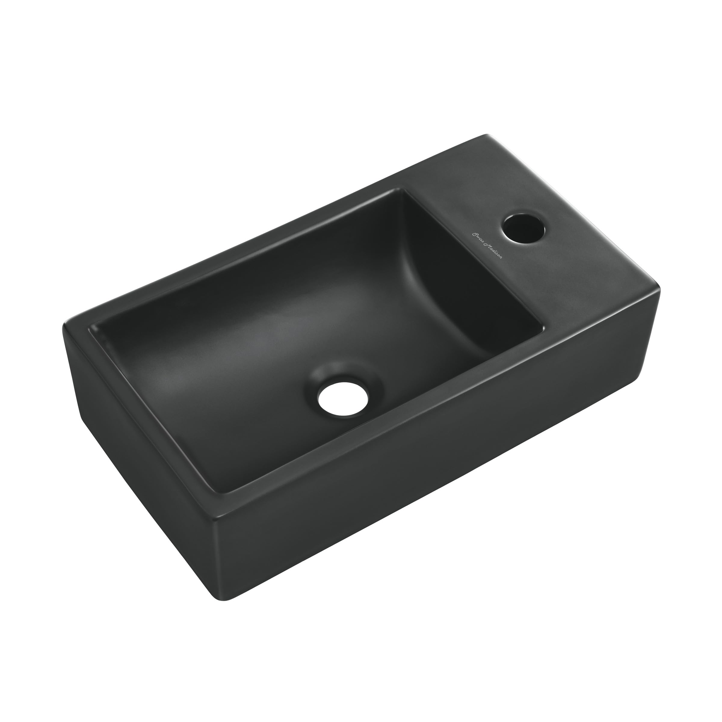 Lavabo en céramique noir mat 45,7 cm idéal pour créer une salle de bain spa