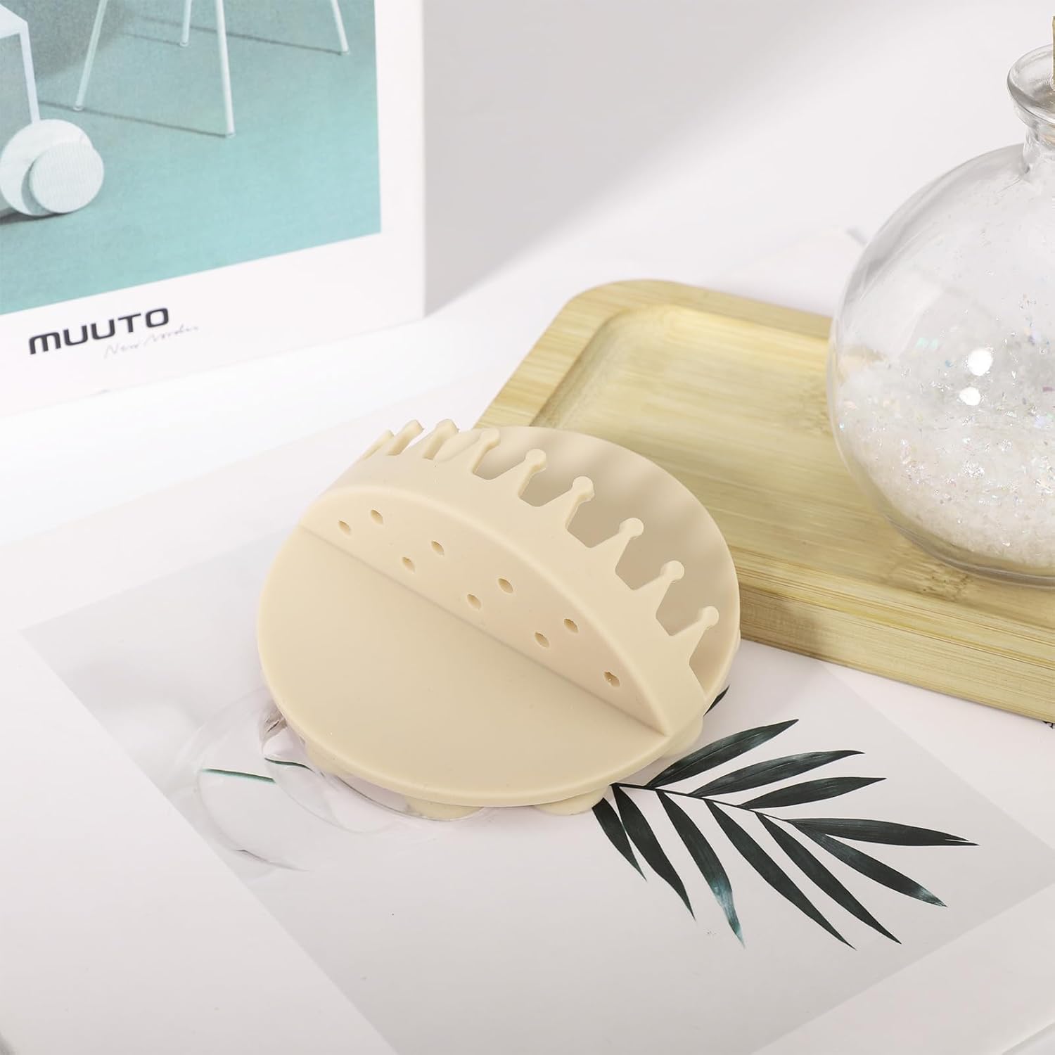 Hair Catcher Shower Wall, Silicone Hair Collector Gear Design, Bathtub Hair Trap Wall Mount, Hair Grabber Can Suction, Bathroom Hair Collecting Tool for Preventing Drain Blockage Accessories(Beige)