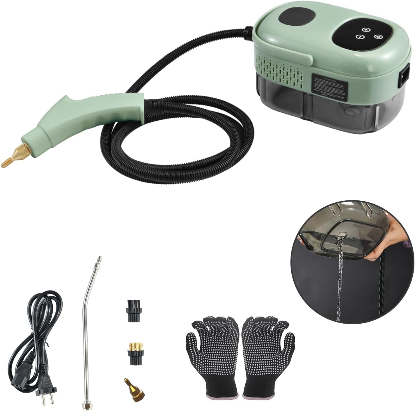 KASTWAVE Portable Steam Cleaner, High Temperature Steamer for Cleaning Bed Bugs, steam cleaner for mattress, Car Detailing, Couch,Furniture, Upholstery, Kitchen, Bathroom, Grout and Tile(Green)